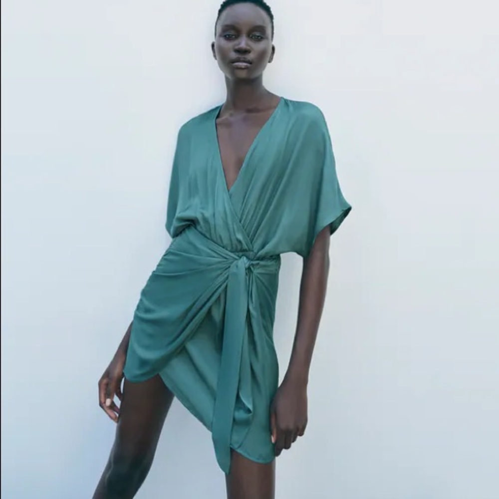 Zara Satin Mini Wrap Dress